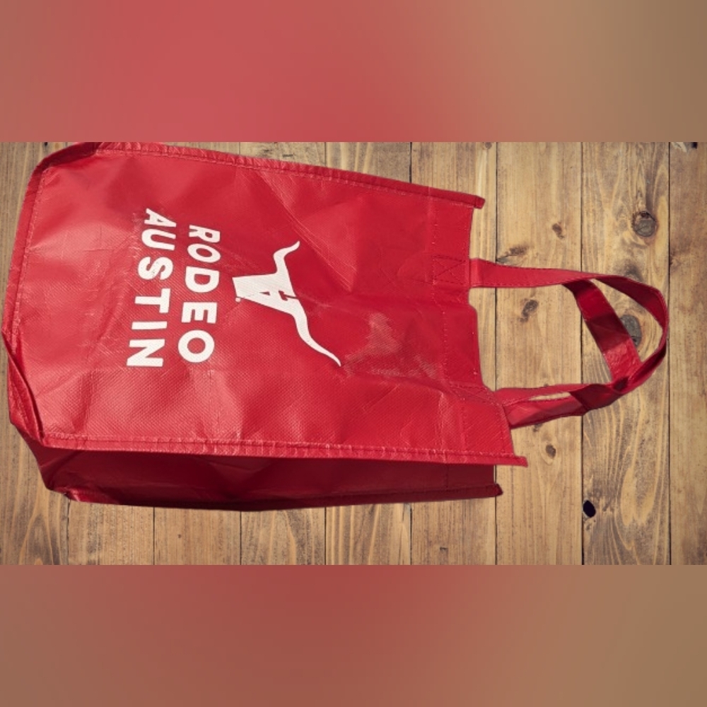 Rodeo Austin Bold Red Nylon Tote Bag Reusable Small Shopper